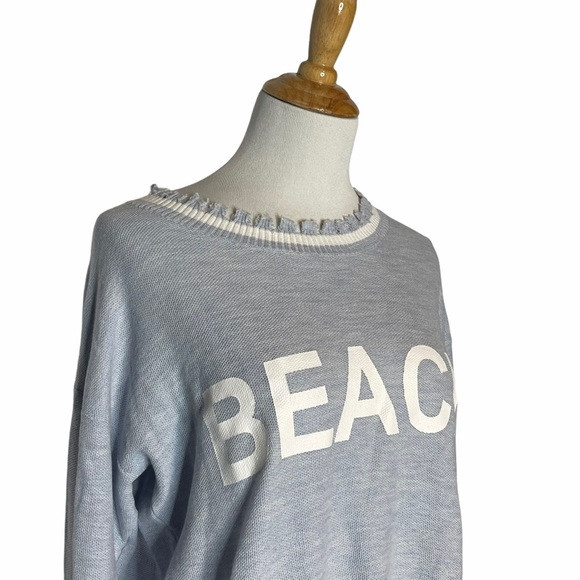 Caryn Vallone Blue/White “Beach” Fringe Sweater XS - Picture 5 of 16
